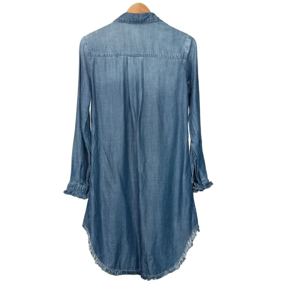 Cloth and Stone Montana Chambray Button Up Raw Hem Shirt Dress Blue Size XS - Picture 7 of 12